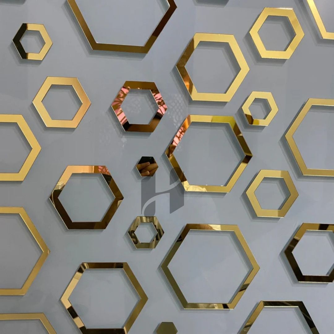 Acrylic Hexagon Ring Mirror Wall Decor.