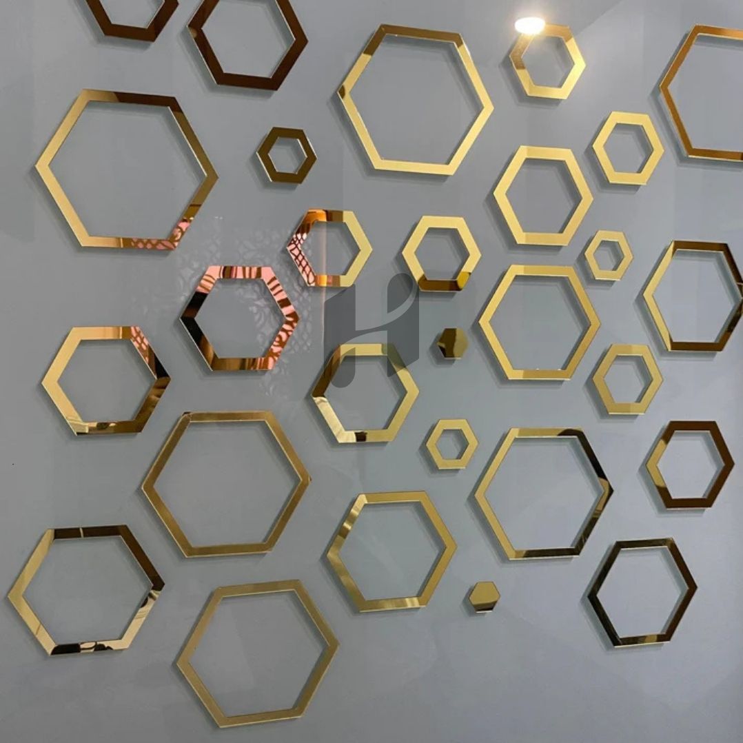 Acrylic Hexagon Ring Mirror Wall Decor.