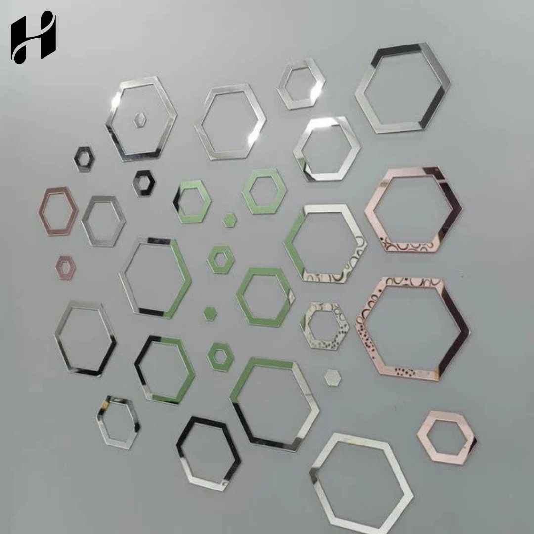 Acrylic Hexagon Ring Mirror Wall Decor.