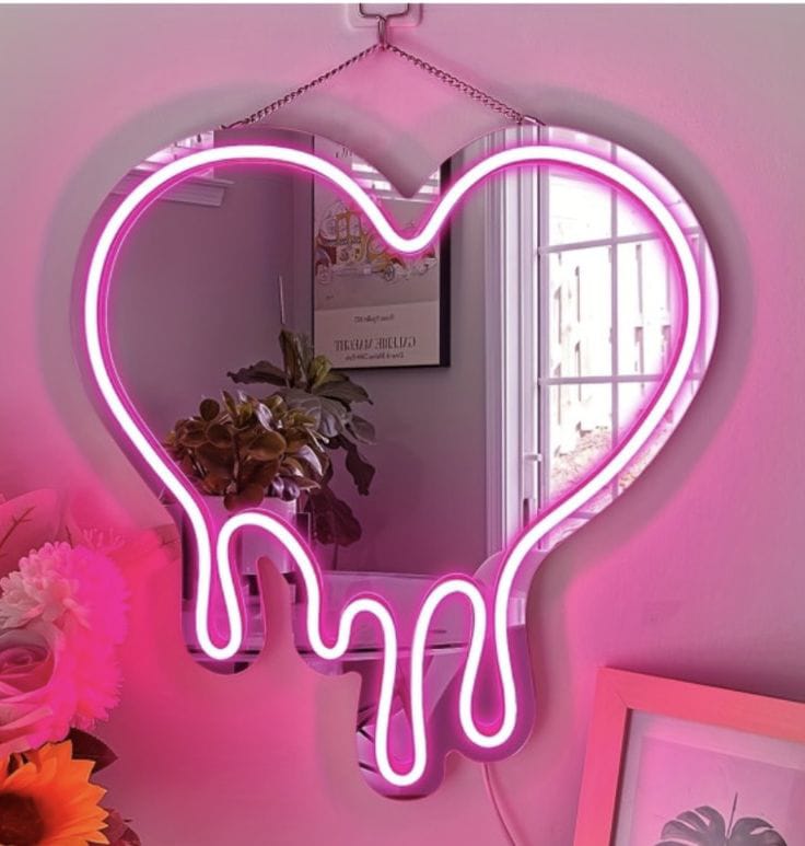 Melting Heart Neon Selfie Mirror - Neon Lights