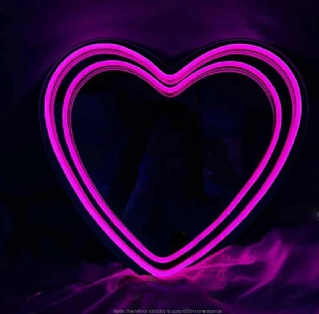 Dual Line Heart Selfie Neon Mirror (Big)