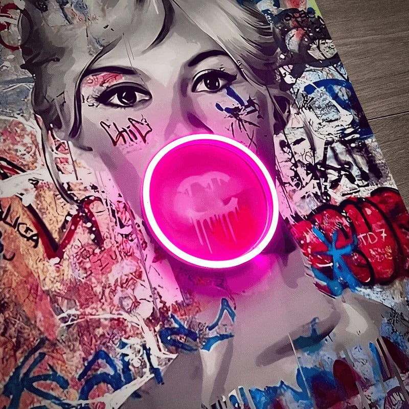 Marylin Monroe Pink Bubblegum - Neon Frame