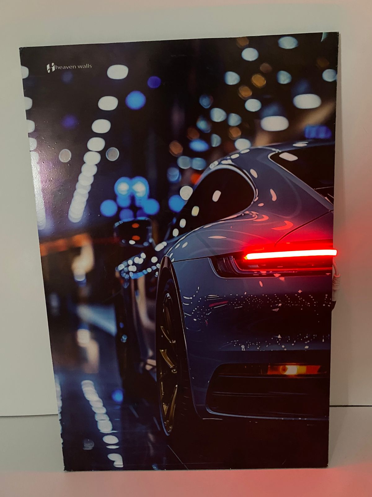 White Porsche 911 Back DRL Red Light | Car Neon Frame
