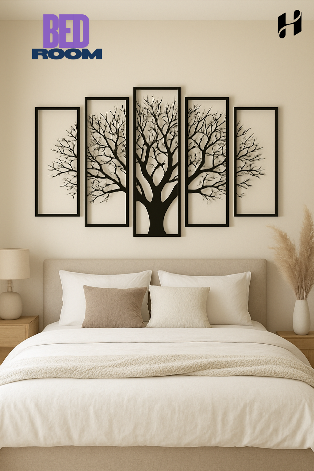 Five Frames Tree 3D art Decor for Walls