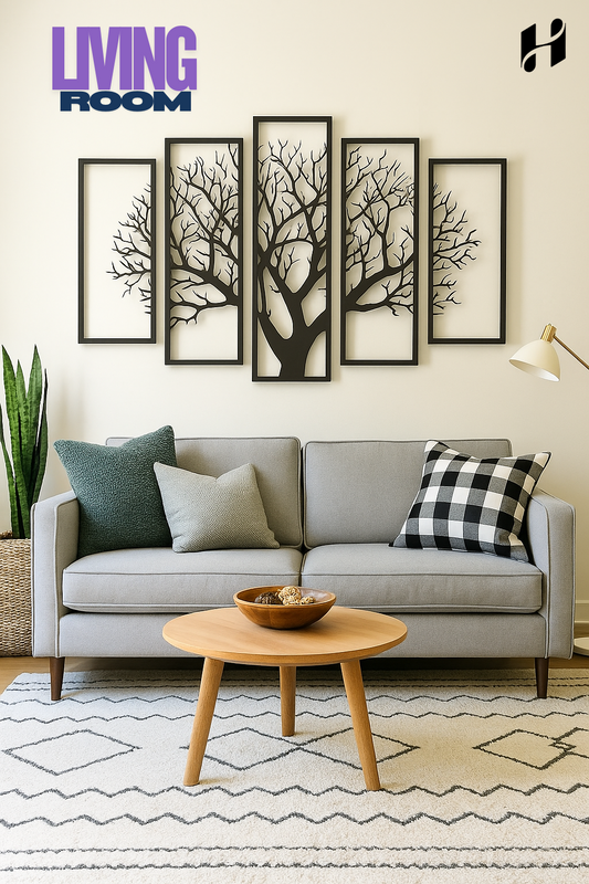 Five Frames Tree 3D art Decor for Walls