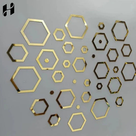 Acrylic Hexagon Ring Mirror Wall Decor.