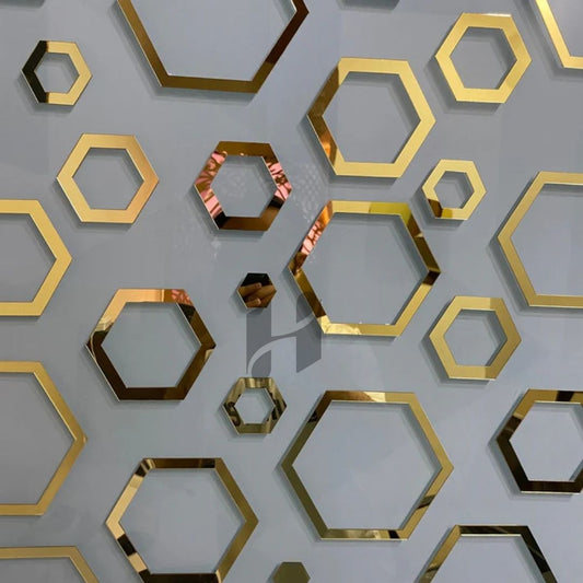Acrylic Hexagon Ring Mirror Wall Decor.