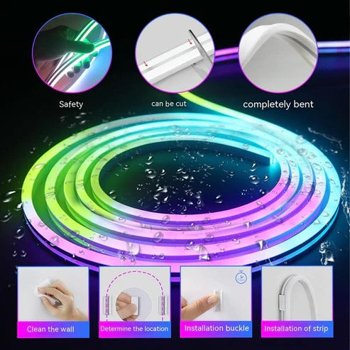 5-Meter Multicolor LED Neon Light – Remote & Mobile Control for Customizable Decor