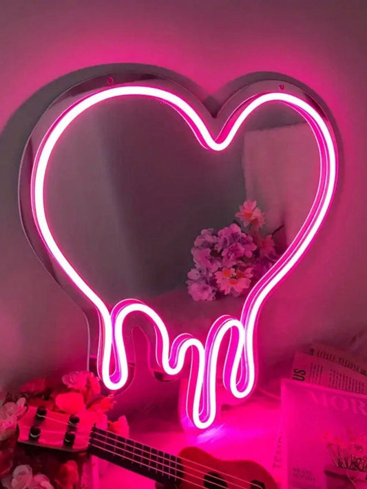 Melting Heart Neon Selfie Mirror - Neon Lights