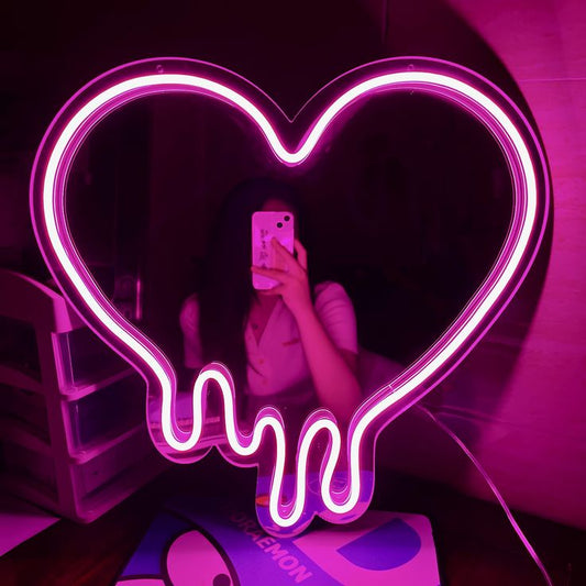 Melting Heart Neon Selfie Mirror - Neon Lights