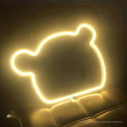 Bear Face Selfie Neon Mirror