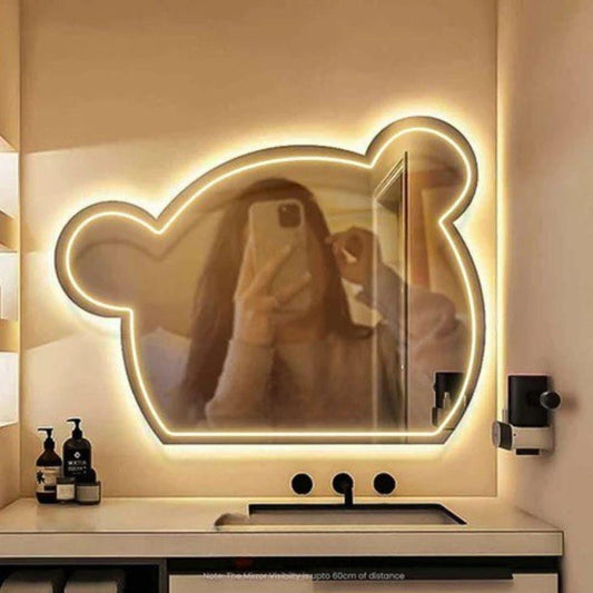 Bear Face Selfie Neon Mirror