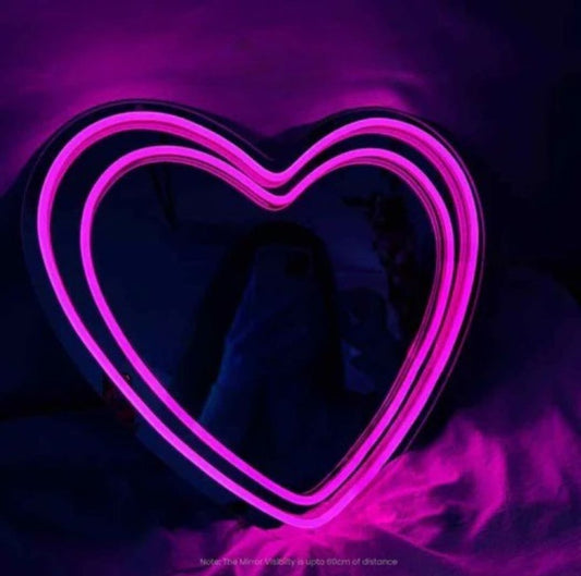 Dual Line Heart Selfie Neon Mirror (Big)