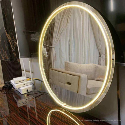 Round Circle Neon Selfie Mirror - Neon Lights