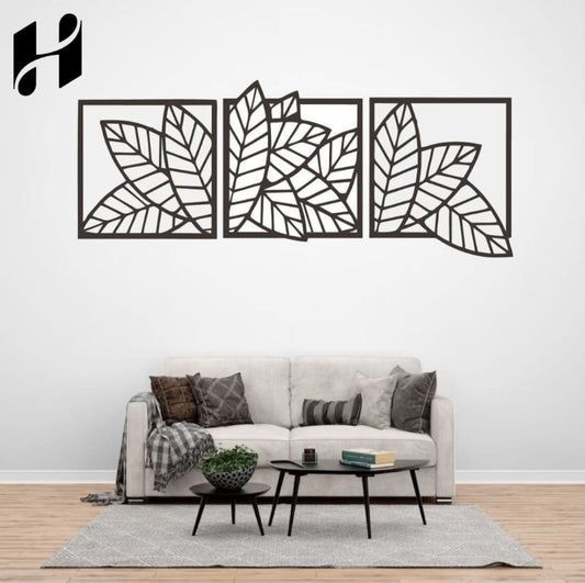 Set 3 Leaves Wall Art for Home MDF Wall Decore