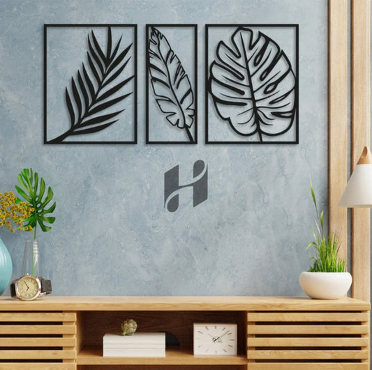 Set 3 Framed Panel Painted Cutout MDF Wall Decore