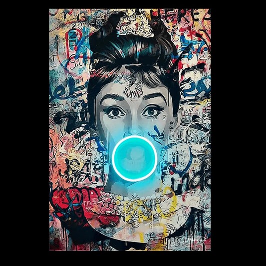 Audrey Hepburn Bubble - Neon Frame
