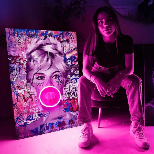 Marylin Monroe Pink Bubblegum - Neon Frame