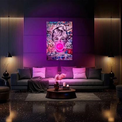 Marylin Monroe Pink Bubblegum - Neon Frame