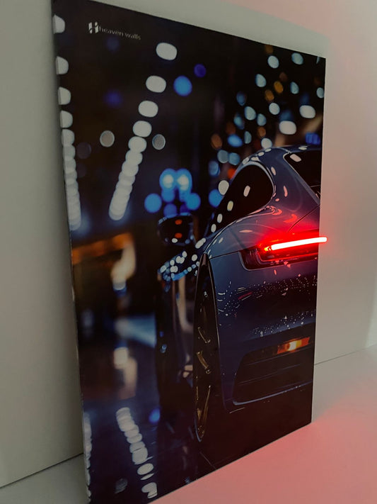 White Porsche 911 Back DRL Red Light | Car Neon Frame