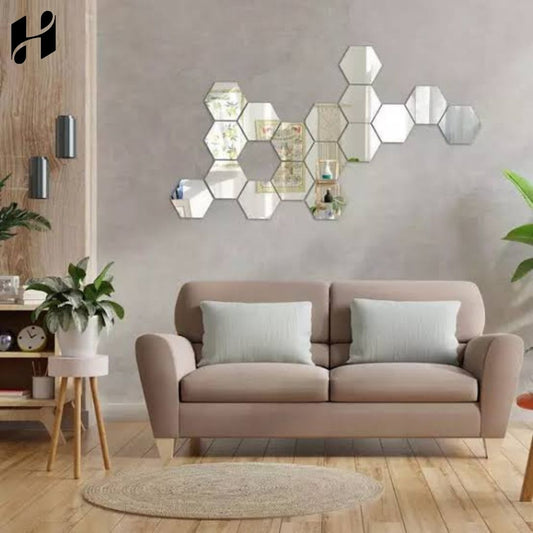 Acrylic Hexagon wall decor Mirror(Silver) - Wall Decor