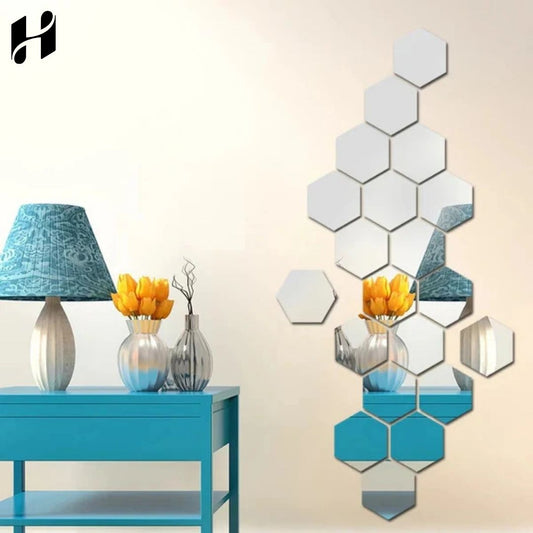 Acrylic Hexagon wall decor Mirror(Silver) - Wall Decor